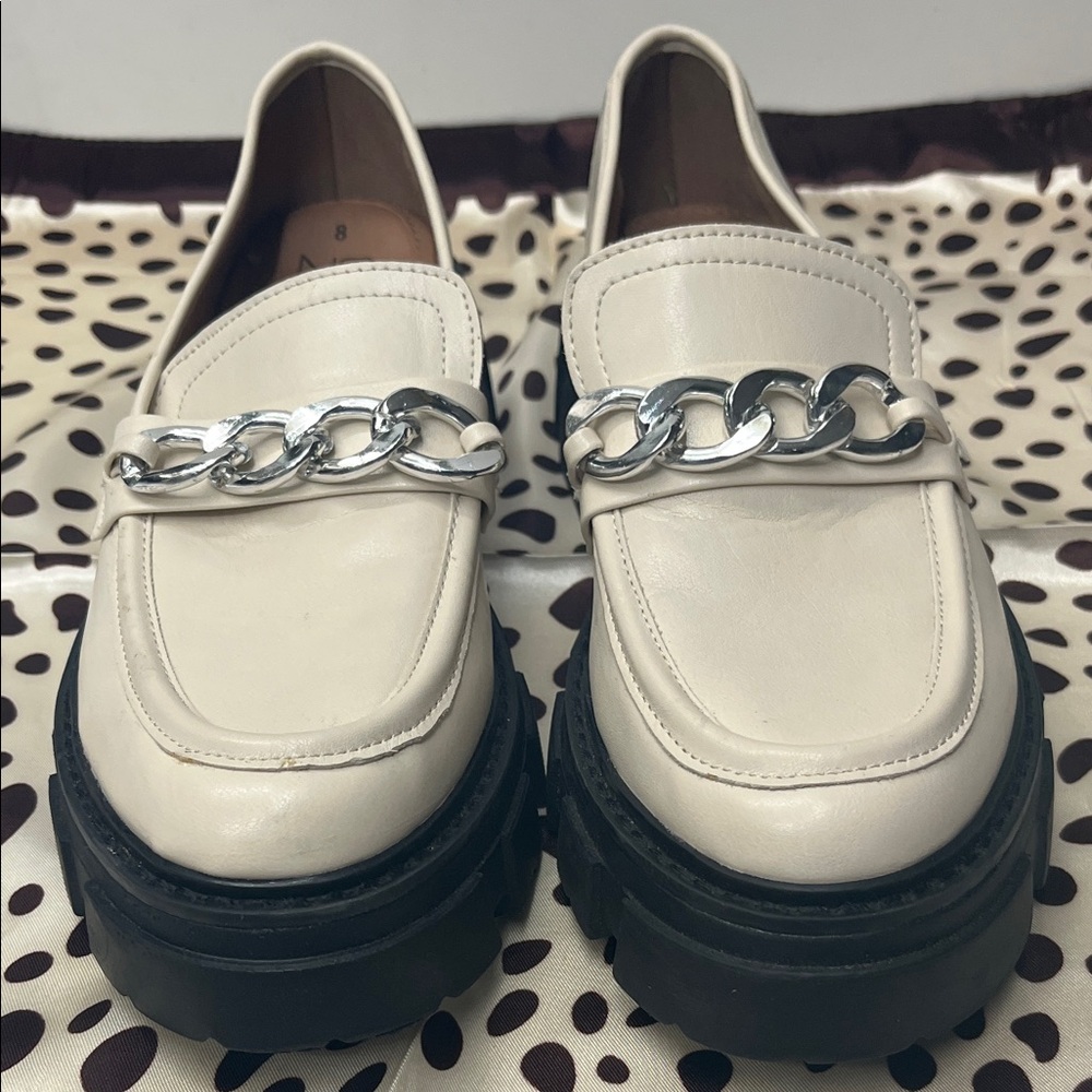 No Boundaries Beige Loafers with Silver Accent